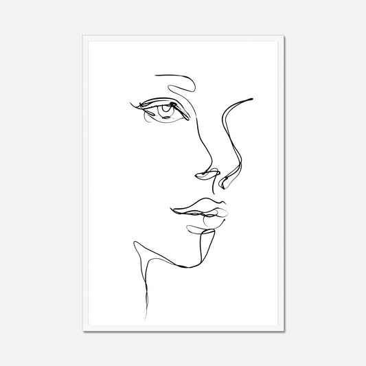 Abstract line art of a face on a white background