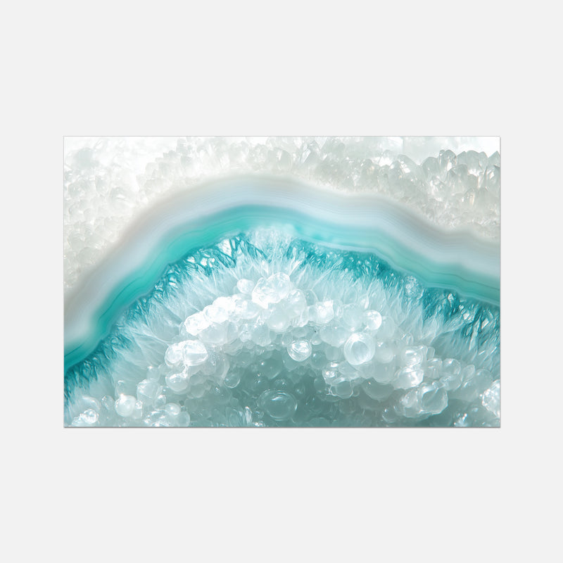 Close-up of a crystal formation with a gradient from white to blue.