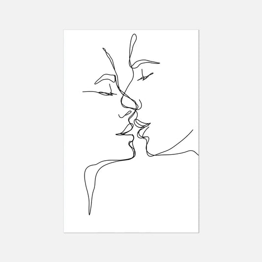 A minimalist black continuous-line art print on a white rectangular card, centered against a light gray background.
