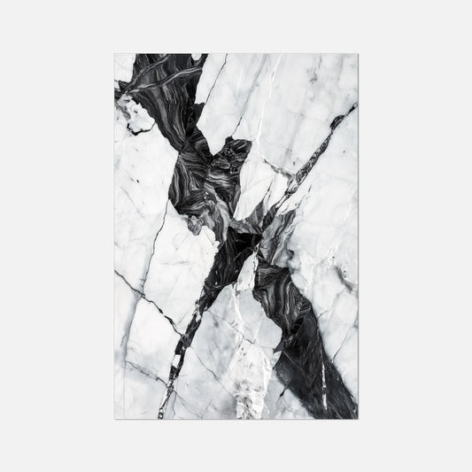 Black and white marble wall art on a white background