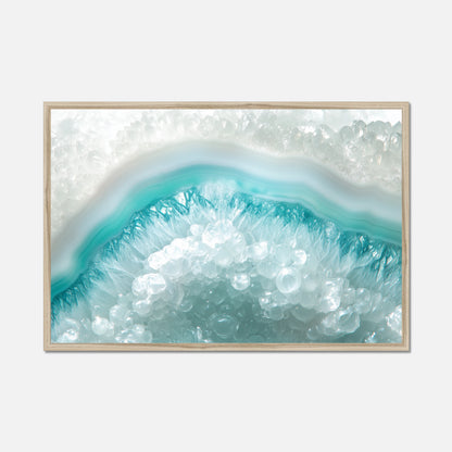 Framed artwork of a turquoise crystal rock image