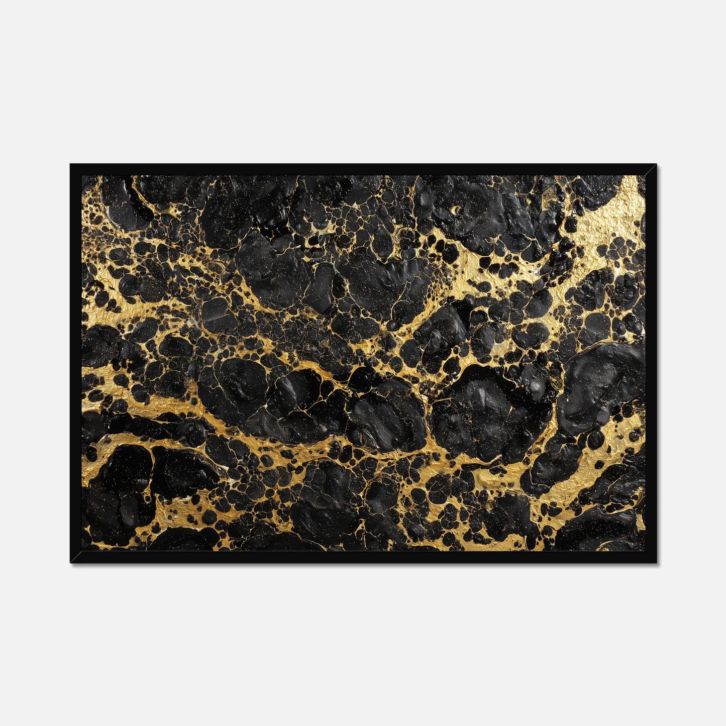 Marble-patterned surface with black and gold colors on a white background