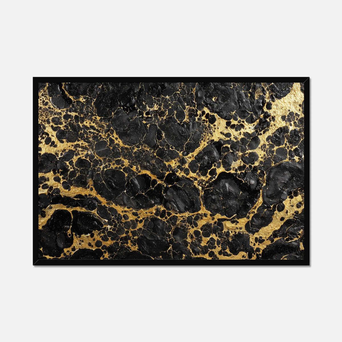 Marble-patterned surface with black and gold colors on a white background