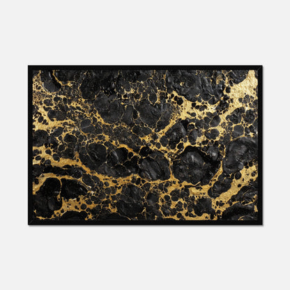 Marble-patterned surface with black and gold colors on a white background