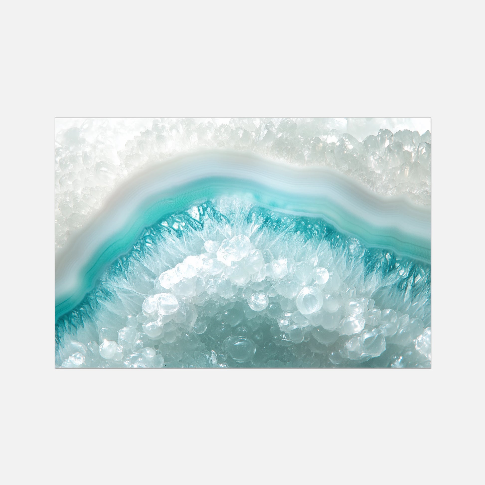 Close-up of a crystal formation with a gradient from white to blue.
