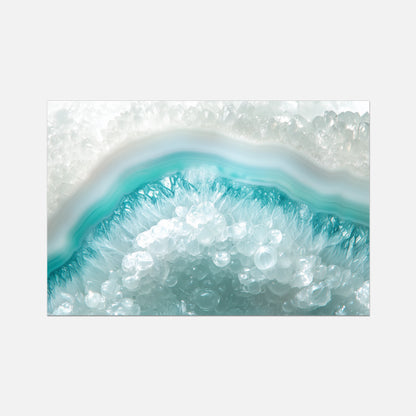 Close-up of a crystal formation with a gradient from white to blue.