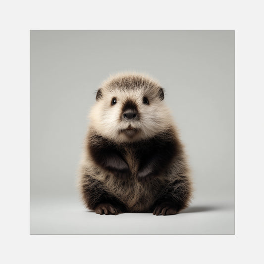 Cute beaver on a light gray background